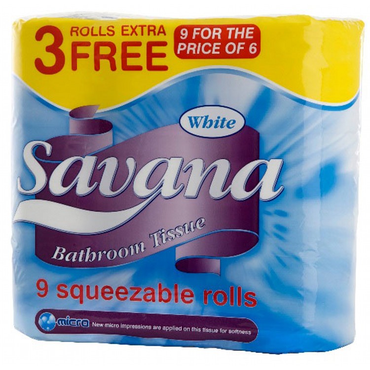 Savana Toilet Roll (5 packs of 9 rolls)