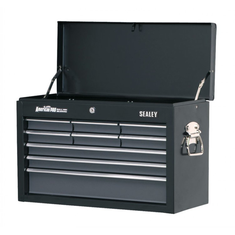 Topchest 9 Drawer with Ball Bearing Runners - Black/Grey