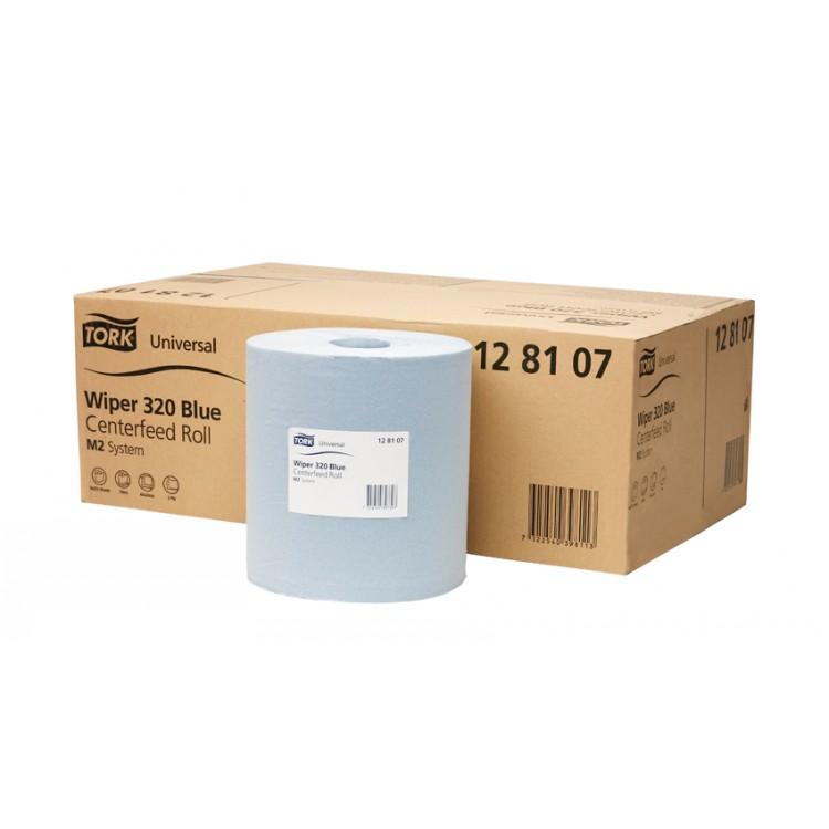 Tork Wiper 320 Blue Centerfeed Paper towel Roll Pack 6